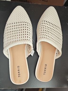 torrid Cream Woven Pointed Slide Mules